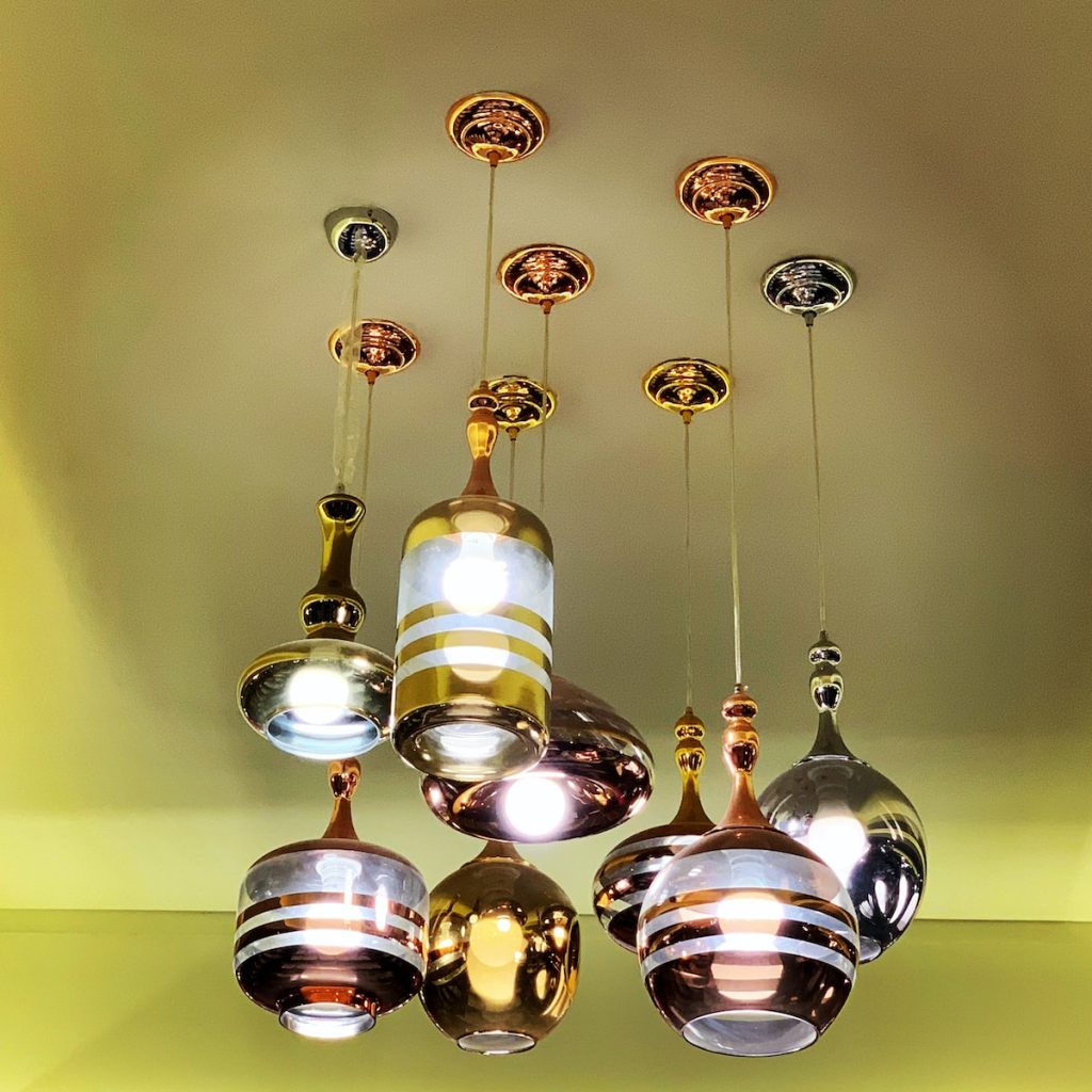 silver and gold pendant lamps